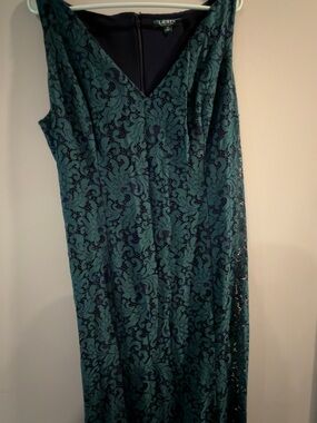 Ralph Lauren Teal Lace Midi Dress